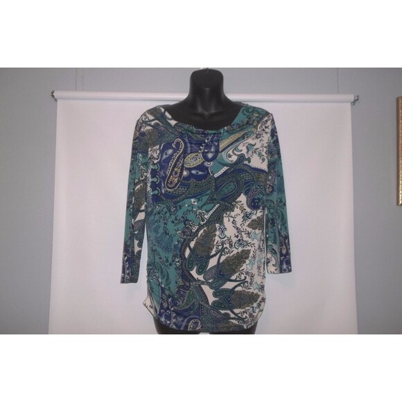 Chico's Women's Paisley Print Draped Neckline Top Size 0 ( XS-S) - Picture 6 of 6